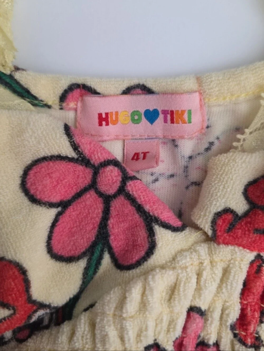 Hugo Loves Tiki Organic Cotton Bunny Rabbit 4t Floral Yellow Two-Piece Swim Set